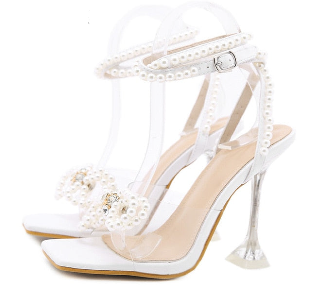 Sexy White String Bead high heels Sandals