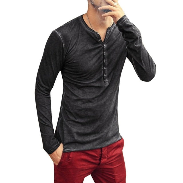 2022 Men V-neck Long Sleeve T-shirt