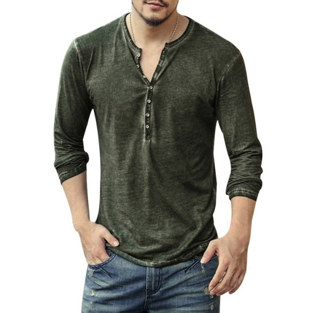 2022 Men V-neck Long Sleeve T-shirt