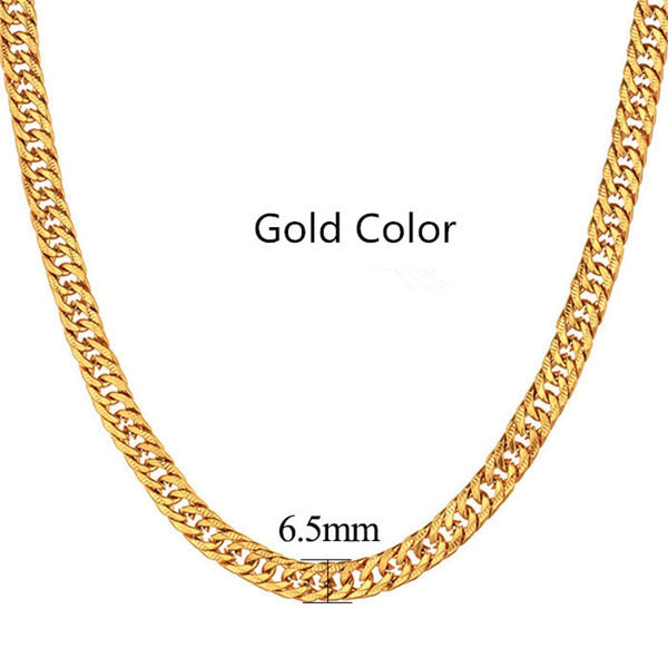 6.5mm Stainless Steel Black Silver Color Miami Cuban Link Necklace