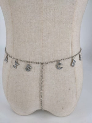 Handmade 12 Constellation Metal Body Letter Waist Chain
