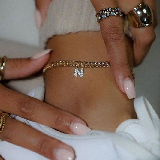 Tiny A-Z Initial Letter Anklets For Women