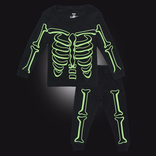 Luminous Skeleton Printed Cotton Long Sleeve Sleepwear