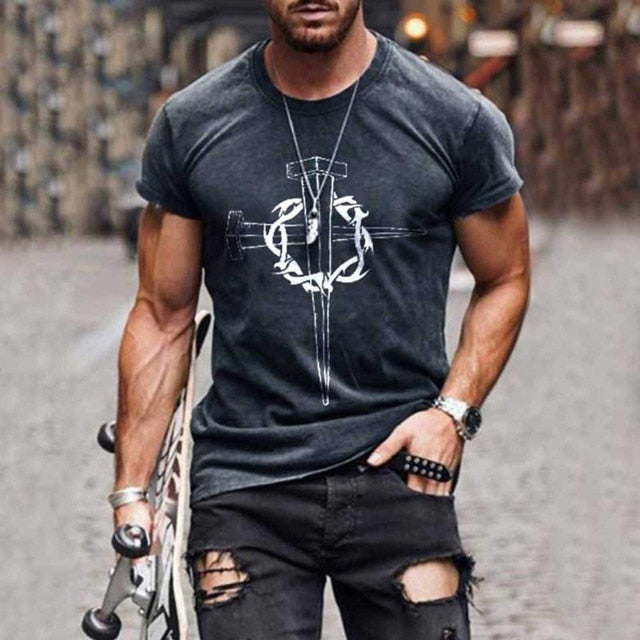 Summer Men's Oversized Vintage Short Sleeve T Shirts
