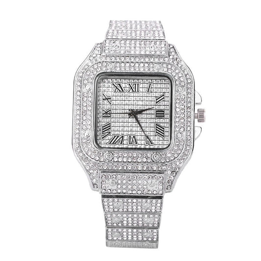 New Iced Out Men Watch Square Diamond Quartz Watches FOR MEN & WOMEN