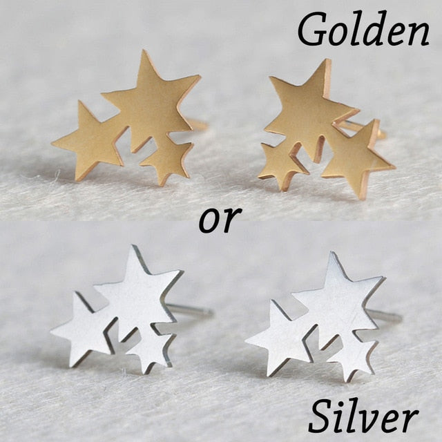 Golden Iron Stainless Steel Triangle Stud Earrings