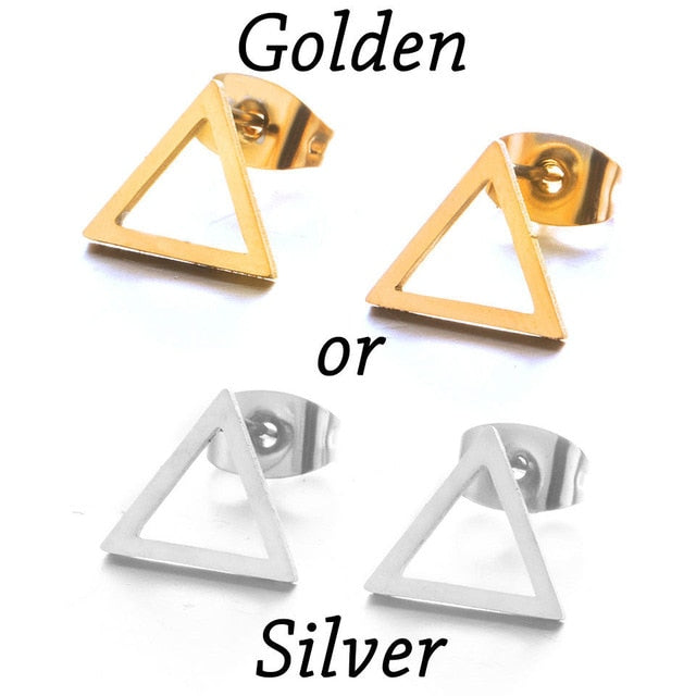 Golden Iron Stainless Steel Triangle Stud Earrings