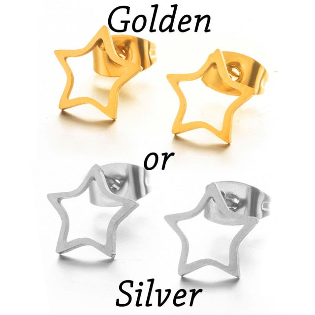 Golden Iron Stainless Steel Triangle Stud Earrings