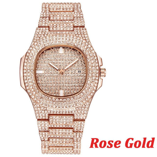 Iced Out Diamond Quartz Gold HIP HOP Watch