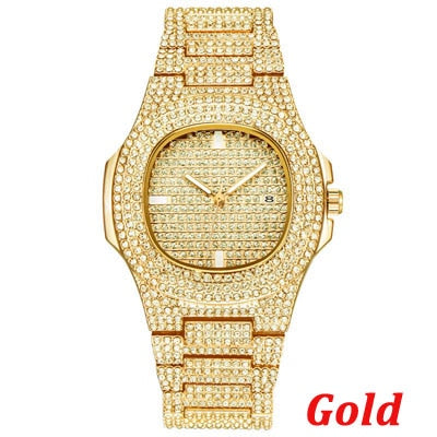 Iced Out Diamond Quartz Gold HIP HOP Watch