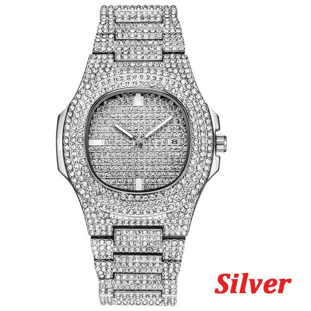 Iced Out Diamond Quartz Gold HIP HOP Watch