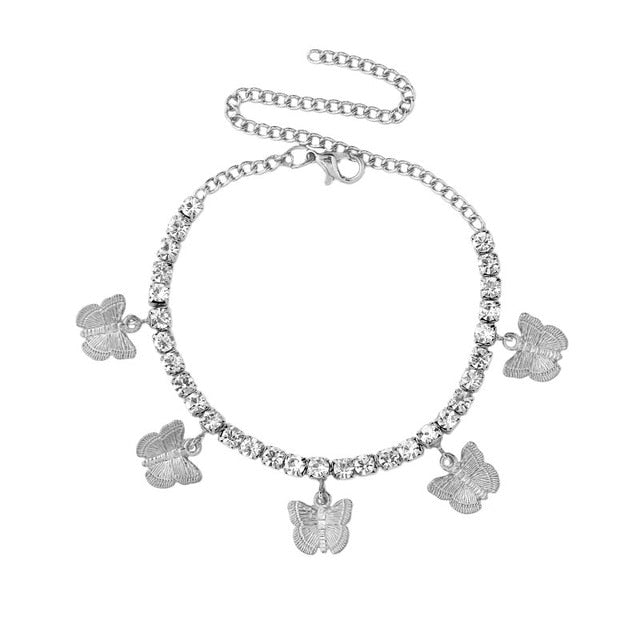 Butterfly anklet Rhinestone Tennis Chain Foot Chain