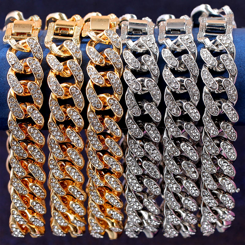 New Fashion Luxury 12mm Iced Out Cuban Link Chain Bracelet