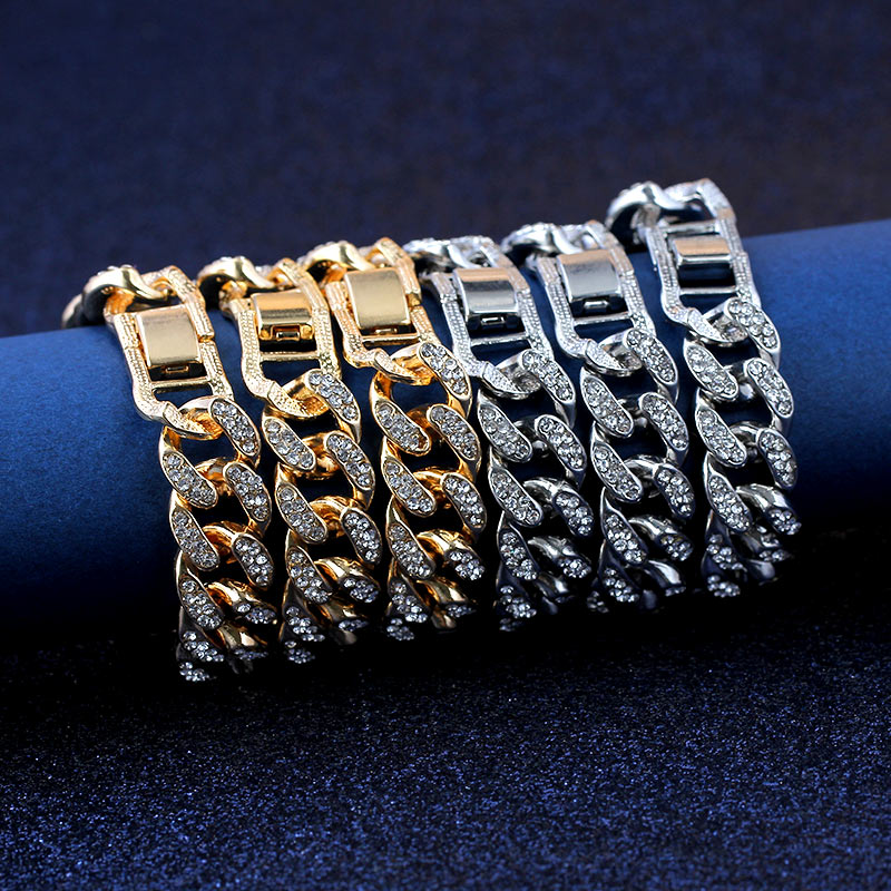 New Fashion Luxury 12mm Iced Out Cuban Link Chain Bracelet