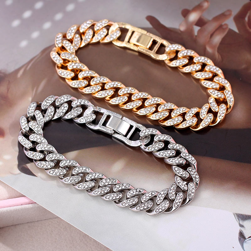 New Fashion Luxury 12mm Iced Out Cuban Link Chain Bracelet