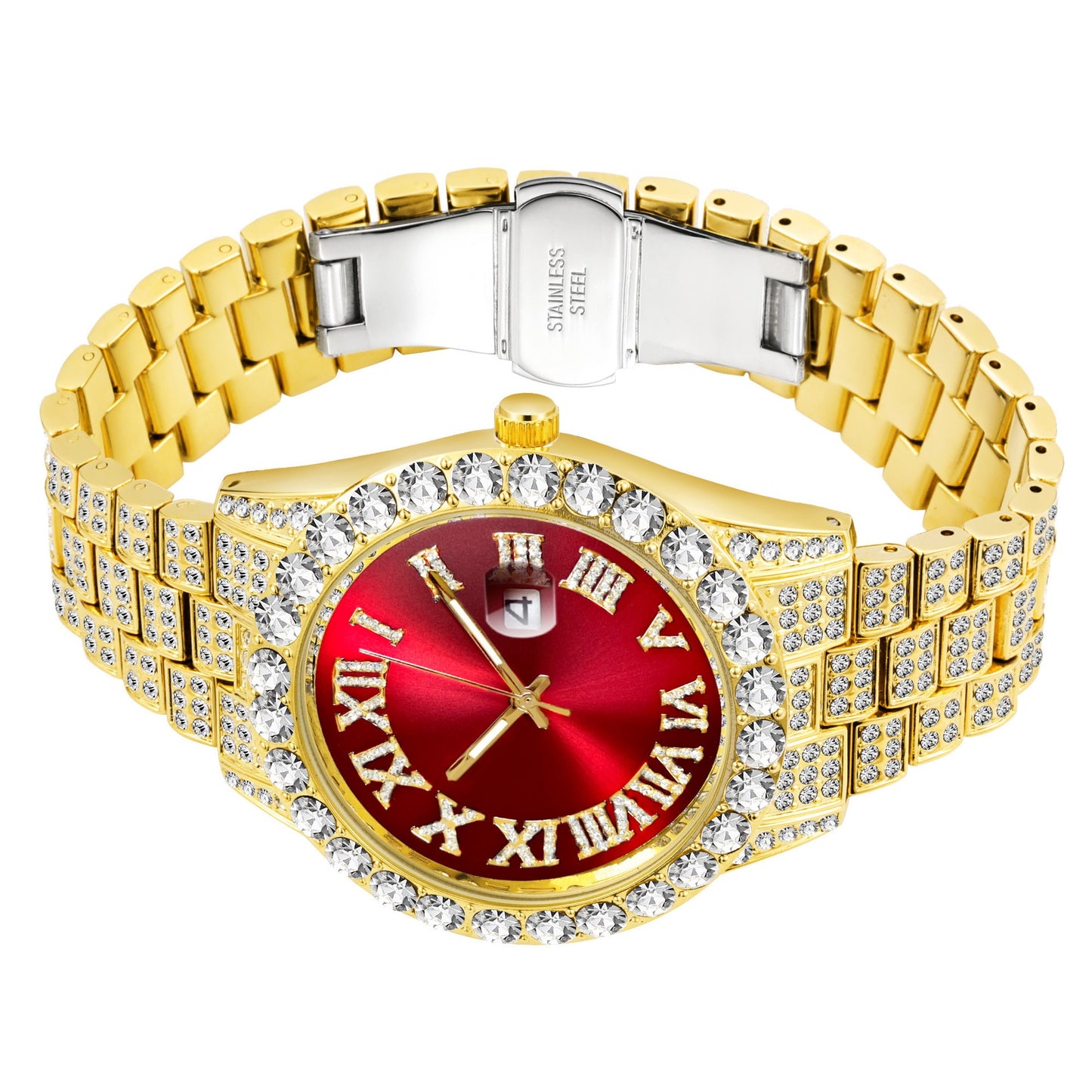 LUXURY DIAMOND BRACELET STAINLESS STEEL QUARTZ WRISTWATCH