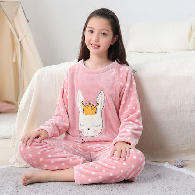 Flannel Fleece Warm Cartoon Sleepwear For Teen