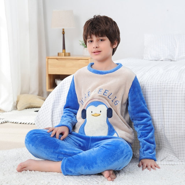 Flannel Fleece Warm Cartoon Sleepwear For Teen