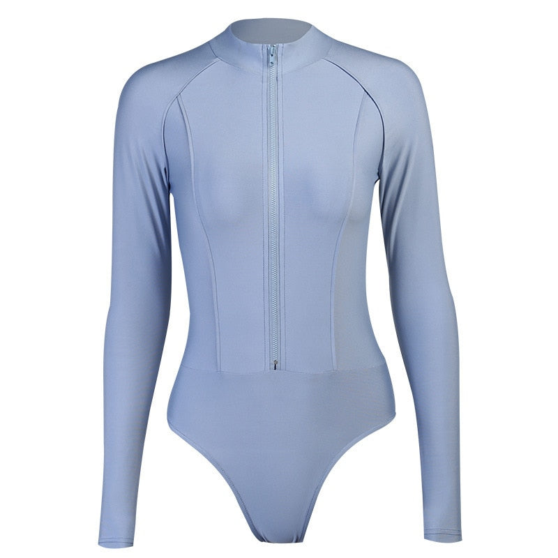 Zipper Mock Neck Sporting Bodysuits