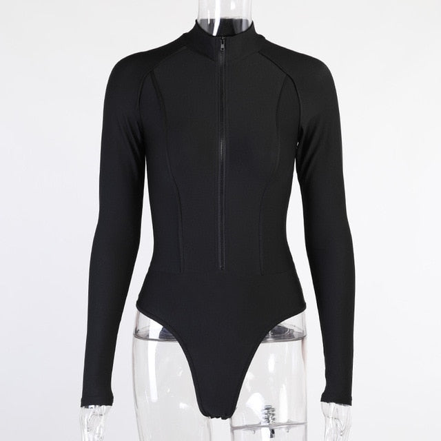 Zipper Mock Neck Sporting Bodysuits