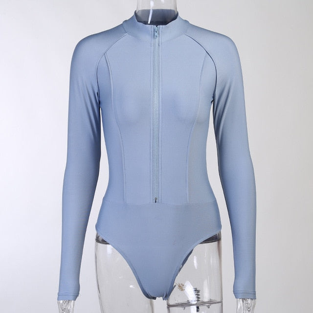 Zipper Mock Neck Sporting Bodysuits