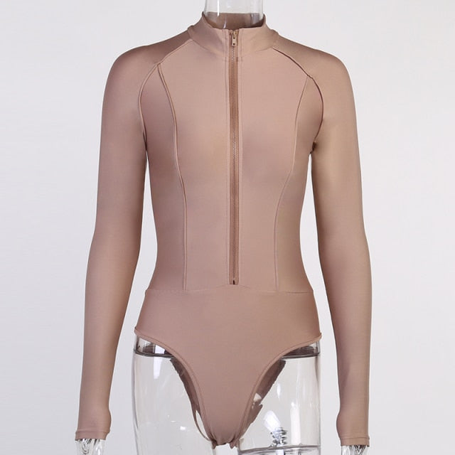 Zipper Mock Neck Sporting Bodysuits