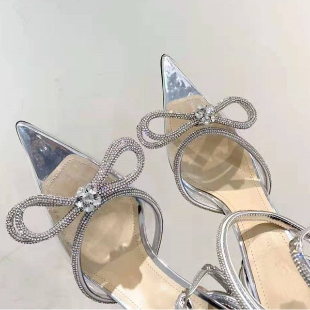 Crystal Bowknot Satin Summer Lady Shoe