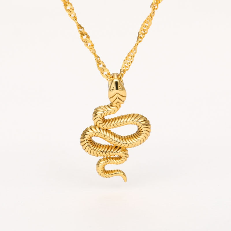 Goth Snake Pendant Necklace For Women