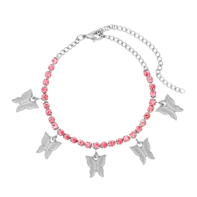 Butterfly anklet Rhinestone Tennis Chain Foot Chain