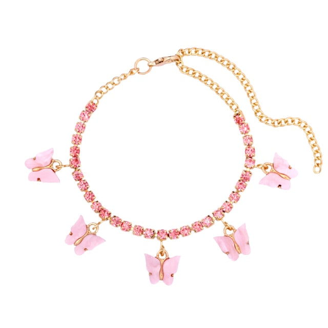 Butterfly anklet Rhinestone Tennis Chain Foot Chain