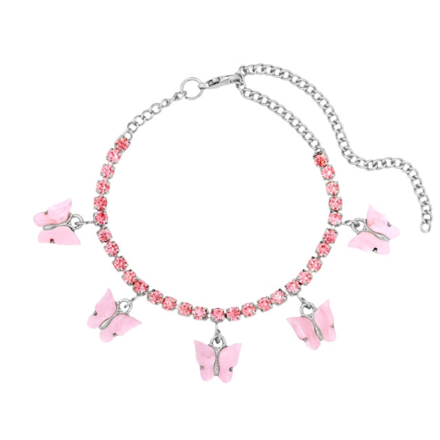 Butterfly anklet Rhinestone Tennis Chain Foot Chain