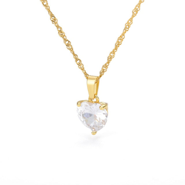 Stainless Steel Gold Chain Heart Necklaces For Women