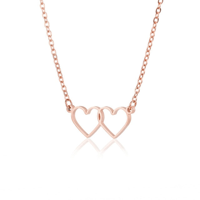 Stainless Steel Gold Chain Heart Necklaces For Women