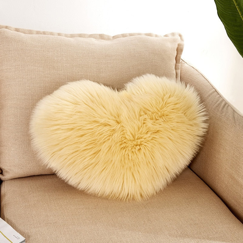 Sofa Pillow Cover+Inner Shaggy Pillow