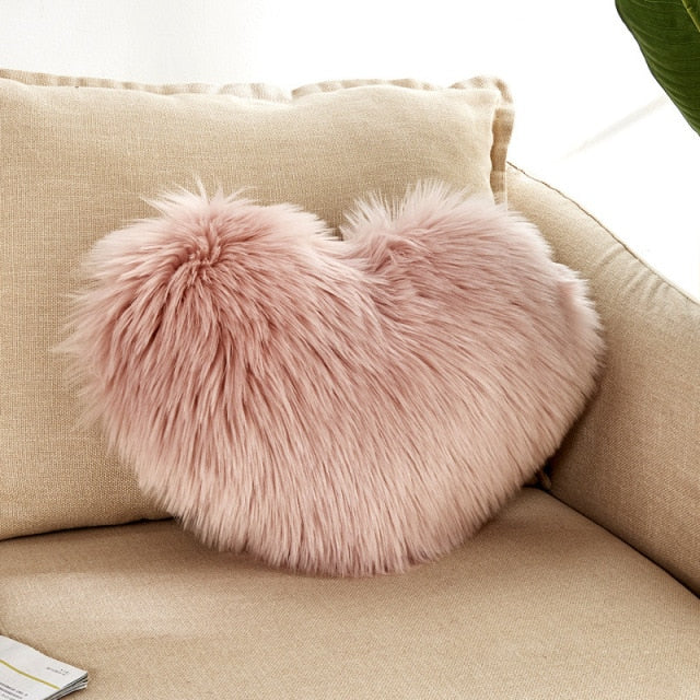 Sofa Pillow Cover+Inner Shaggy Pillow