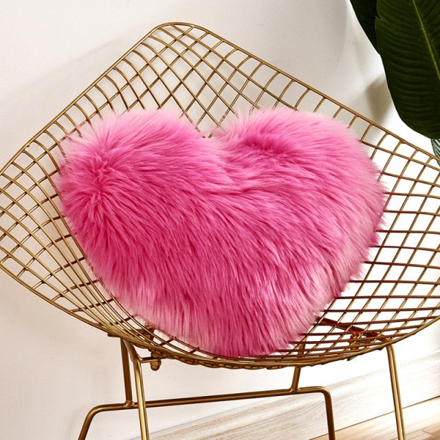 Sofa Pillow Cover+Inner Shaggy Pillow