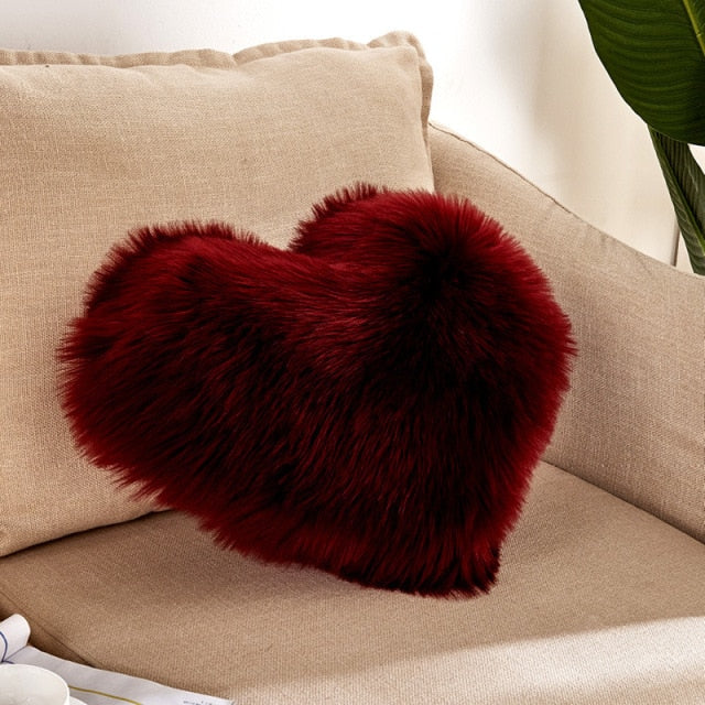 Sofa Pillow Cover+Inner Shaggy Pillow