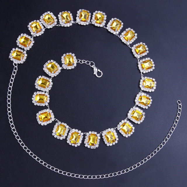 Gold Crystal Rhinestone Choker Necklace