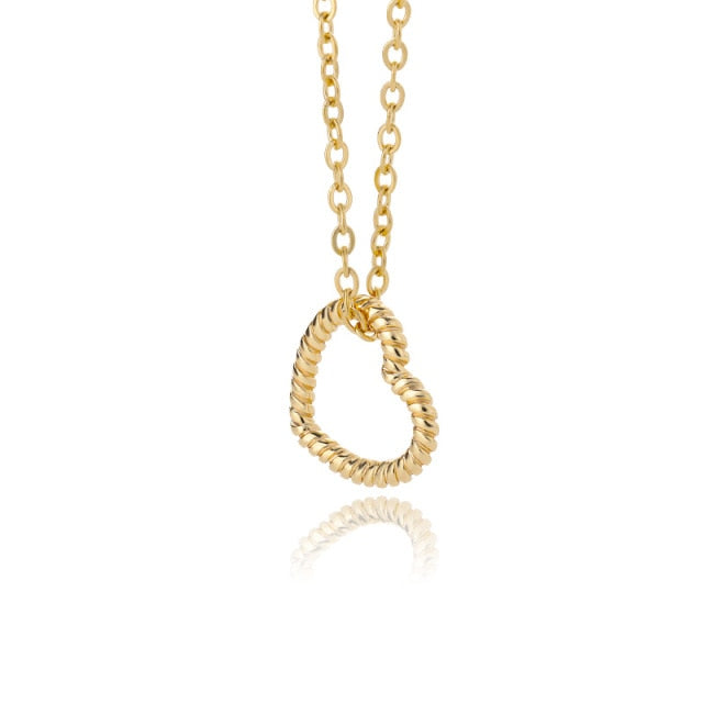 Stainless Steel Gold Chain Heart Necklaces For Women