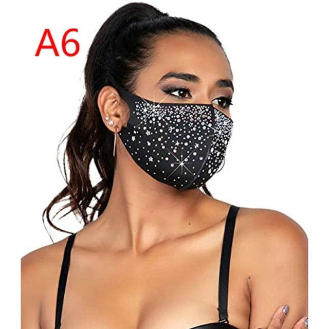 Sexy Crystal  Rhinestones Face Mask