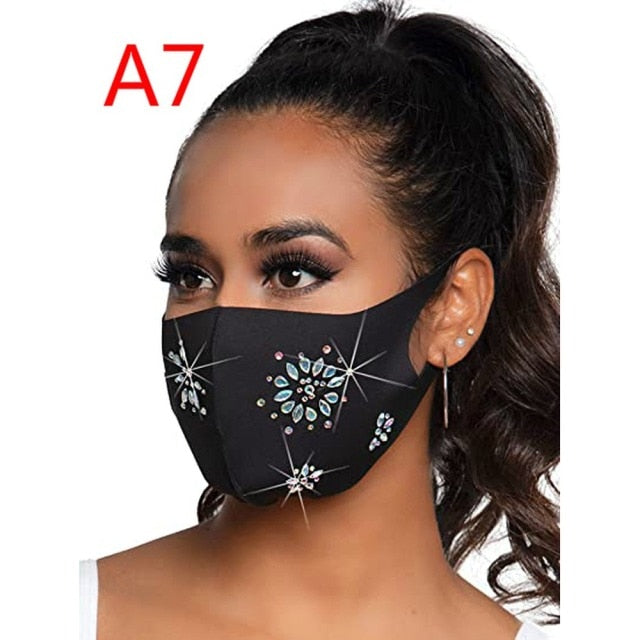 Sexy Crystal  Rhinestones Face Mask