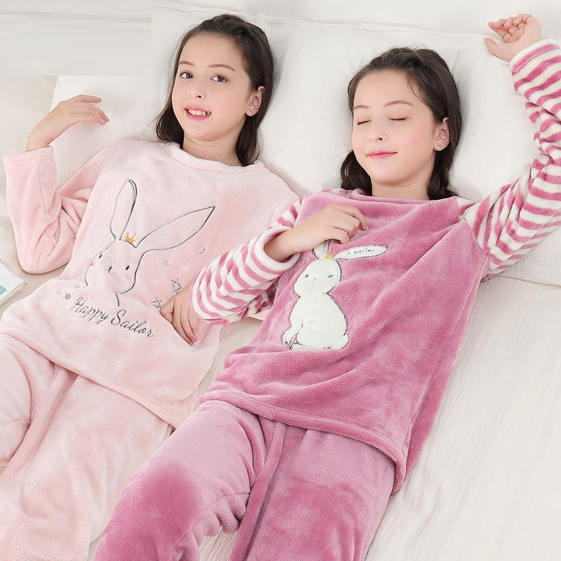 Flannel Fleece Warm Cartoon Sleepwear For Teen