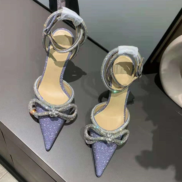 Crystal Bowknot Satin Summer Lady Shoe
