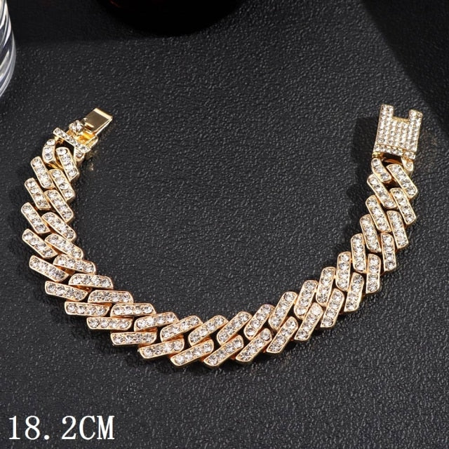 New Fashion Luxury 12mm Iced Out Cuban Link Chain Bracelet