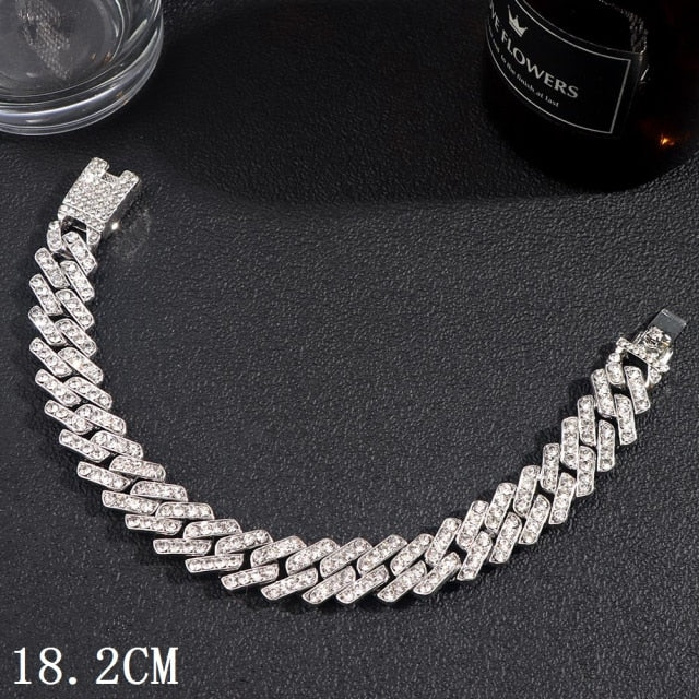 New Fashion Luxury 12mm Iced Out Cuban Link Chain Bracelet