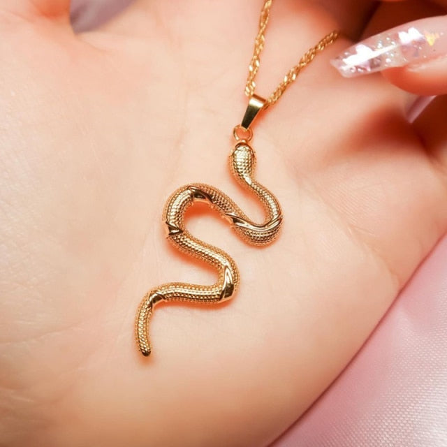 Goth Snake Pendant Necklace For Women