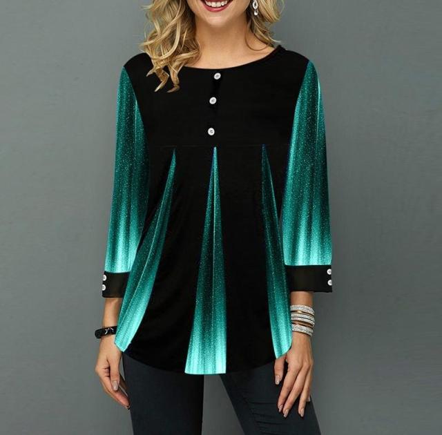 3/4 sleeve Casual Hem Irregularity Female Tops