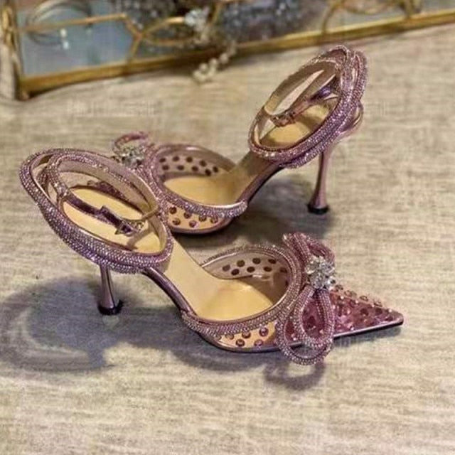 Crystal Bowknot Satin Summer Lady Shoe