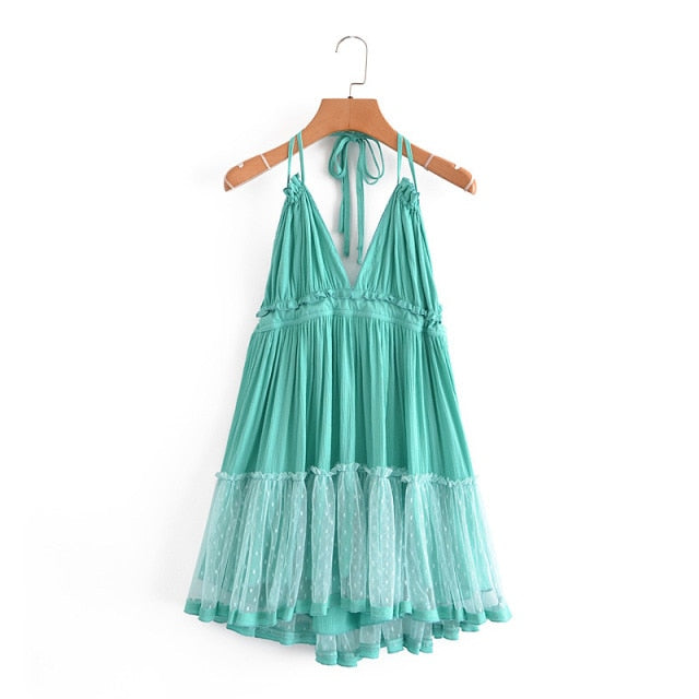 Strapless Women Summer Solid Boho Dress