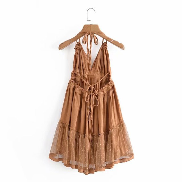 Strapless Women Summer Solid Boho Dress